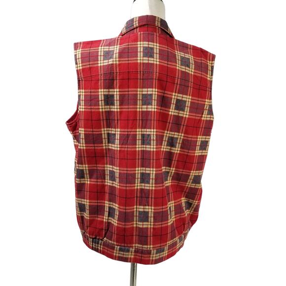 Liz Claiborne Reversible Snap Front Red Tan Corduroy Vest Excellent Size L - Picture 3 of 8